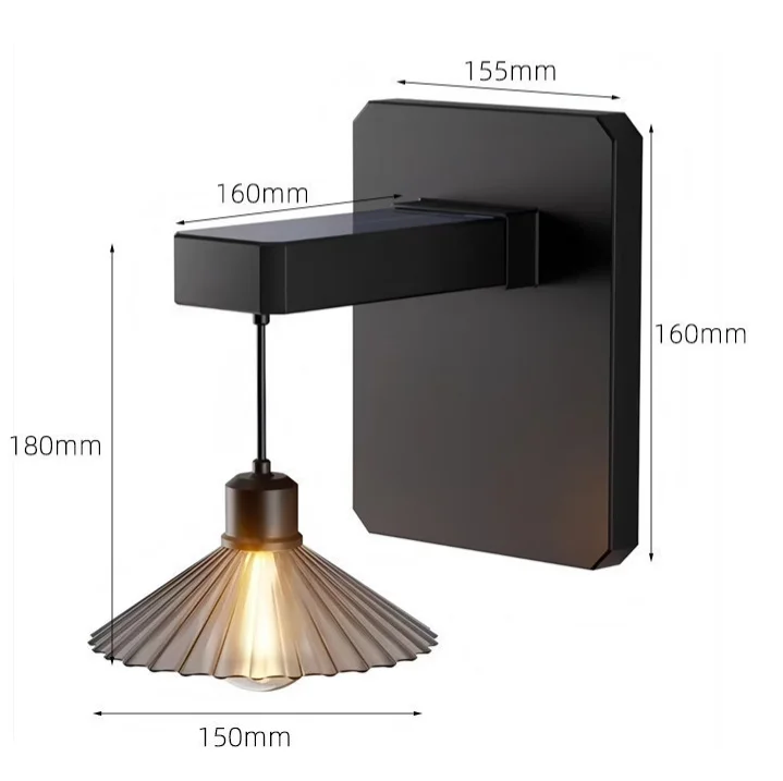 Outdoor Lighting Waterproof - โคมไฟติดผนังโซลาร์เซลล์กลางแจ้ง สไตล์เรโทร แสงเงา สำหรับตกแต่งลานบ้าน ระเบียง กันน้ำ